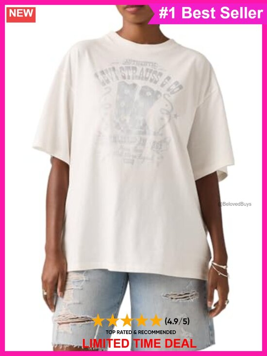 Tops - Oversized Fit Graphic Crew Neck Short Sleeve Boxy Tee